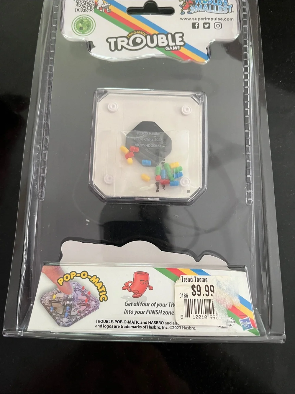 Hasbro World's Smallest Trouble Game - Red, Blue, Yellow, Green, Silver